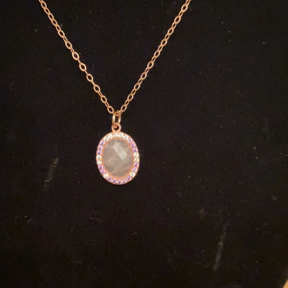 Quartz and Crystal Rose Gold Filled Necklace